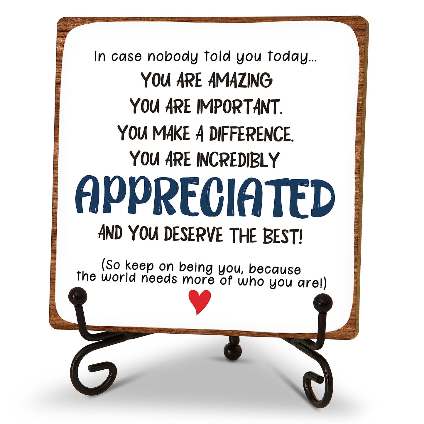 Inspirational Gifts for Women Men, Desk Decor for Friend Coworker Employee, Motivational Wood Plaque With Metal Stand, Rustic Decorations for Home Office(C16)