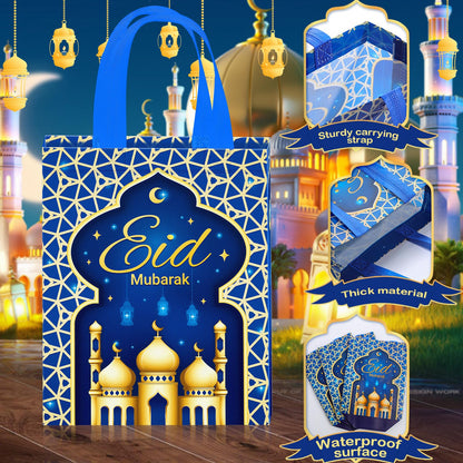 Eid Gift Bag with Handles Reusable Mubarak Treat Bag Non Woven Tote Bags for Ramadan Eid