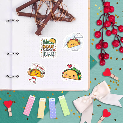 100Pcs Taco Stickers - Taco Party Supplies, Decorations - Food Stickers - Gift for Women & Men