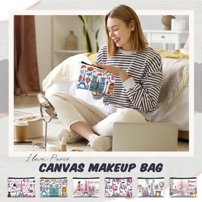 Reginary 6 Pcs City Cosmetic Bag Souvenir Gifts New York Zipper Pouch Chicago Souvenir Seattle Boston Nashville London Paris Italy Alaska Gifts Memento for Women Traveler(Paris)