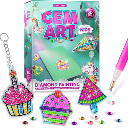 Dan&Darci Diamond Art Kit for Kids - Gem Painting - Arts & Crafts Kits for Ages 6-12 - Gifts for 6, 7, 8, 9, 10, 11, 12 Year Old Boy & Girl - Girls Birthday Toys Gift Ideas - Craft Activities