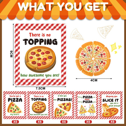 30 Pack Pizza Party Favors Bulk Mini Pizza Pen with Cards for Birthday Gift Rewards Supplies