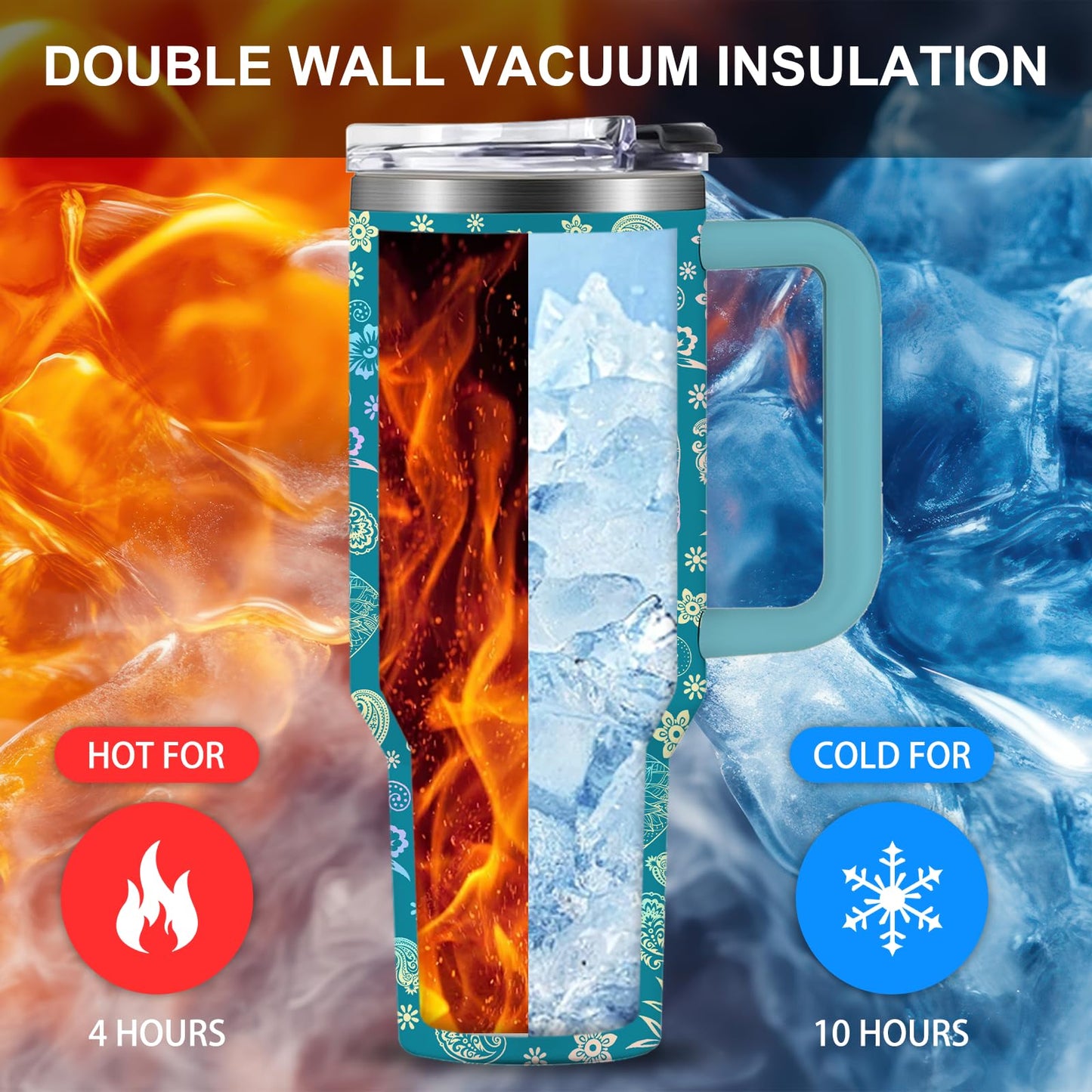 Elephant Tumbler 40oz, Travel Insulated Stainless Steel Tumbler Keeps Drinks Cold & Hot, Double Wall Vacuum, Elephants Gifts for Women Girls Coffee Travel Mug Cup Gift for Birthday Christmas