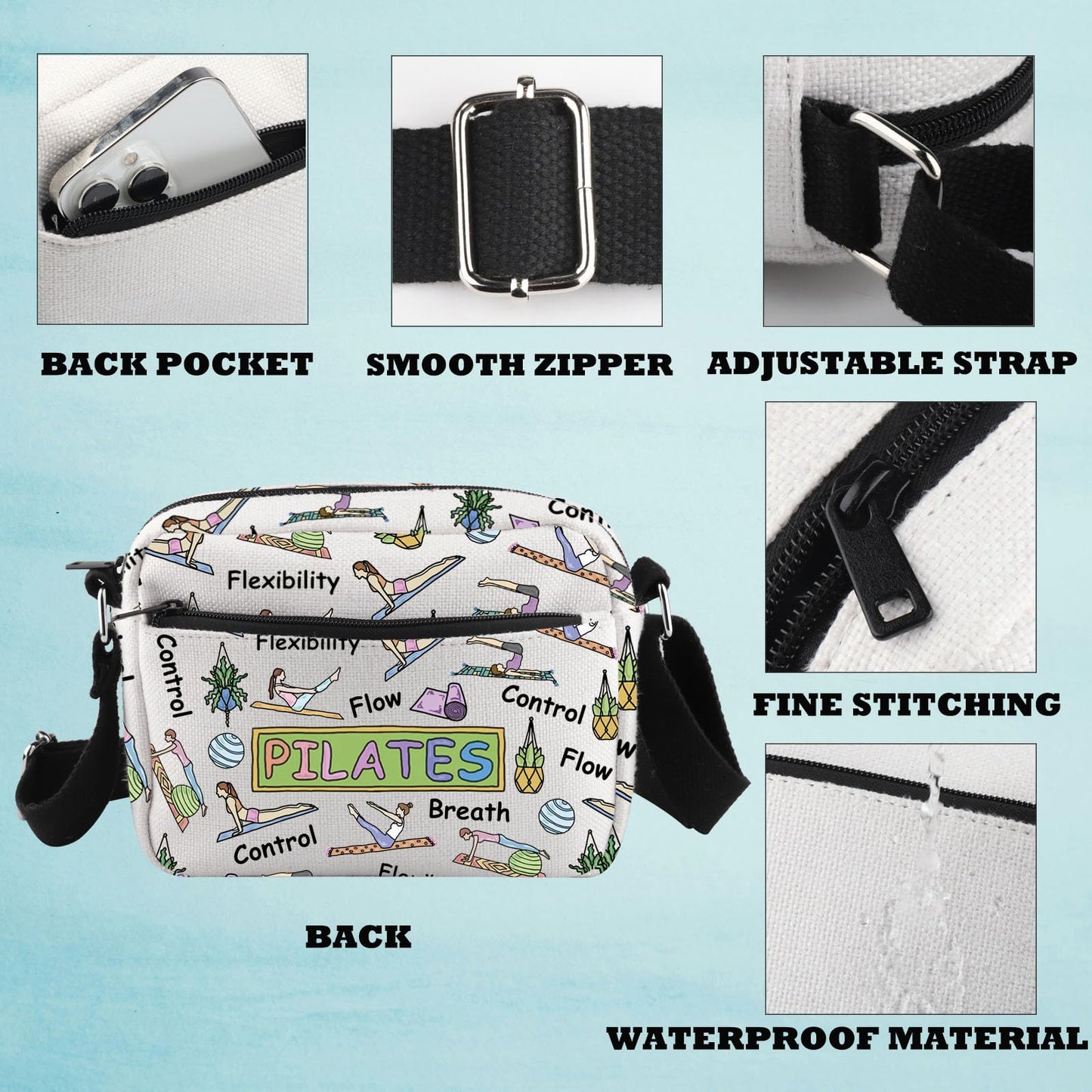 Pilates Crossbody Bag Pilates Instructor gift Pilates Teacher Gift Fitness Instructor Teacher Coach Exercise Workout gift