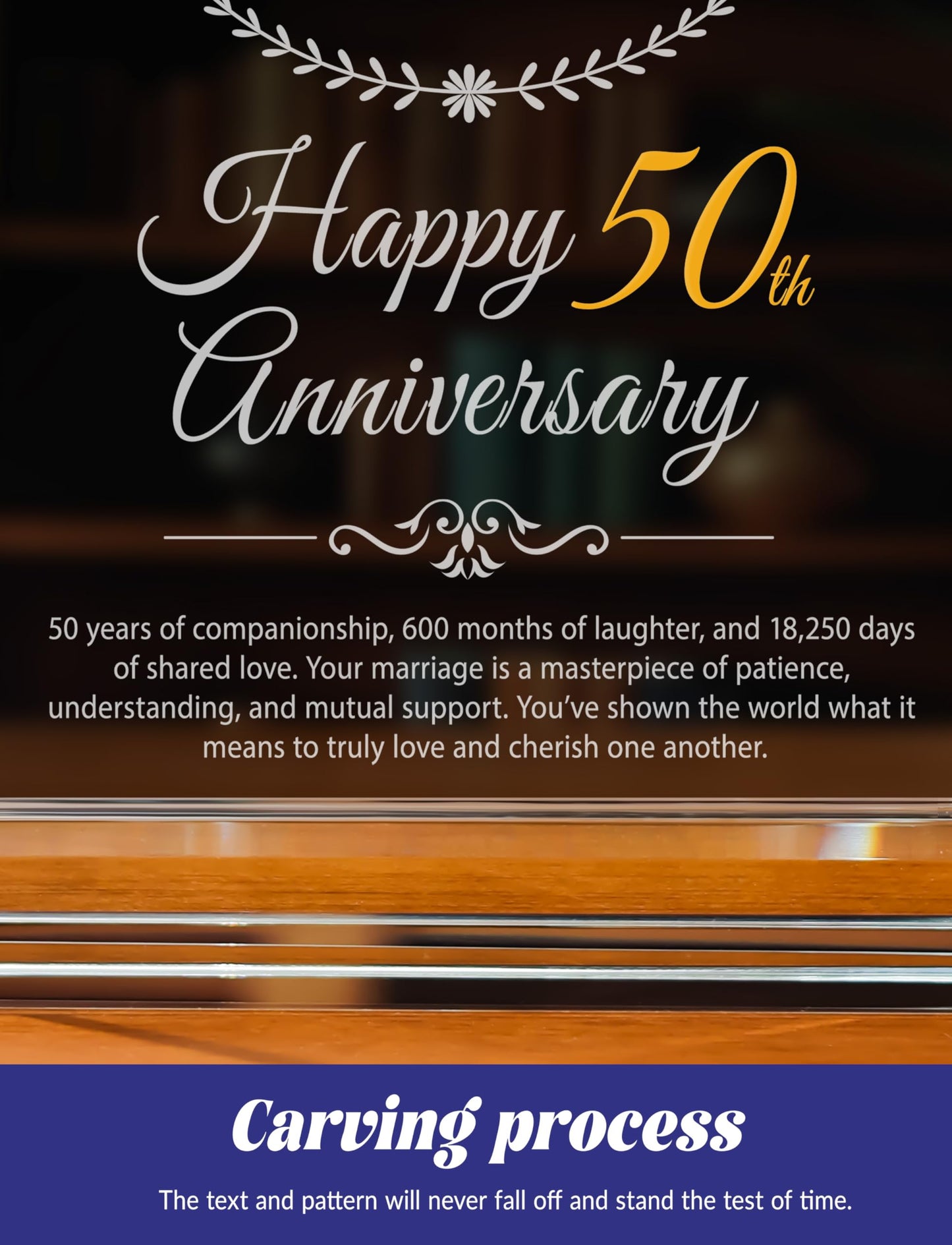 50th Wedding Anniversary Crystal Quartz Clock,50 Years of Marriage Gift,Happy Golden Anniversary Decoration Gift,for Parents,Grandparents,Couple