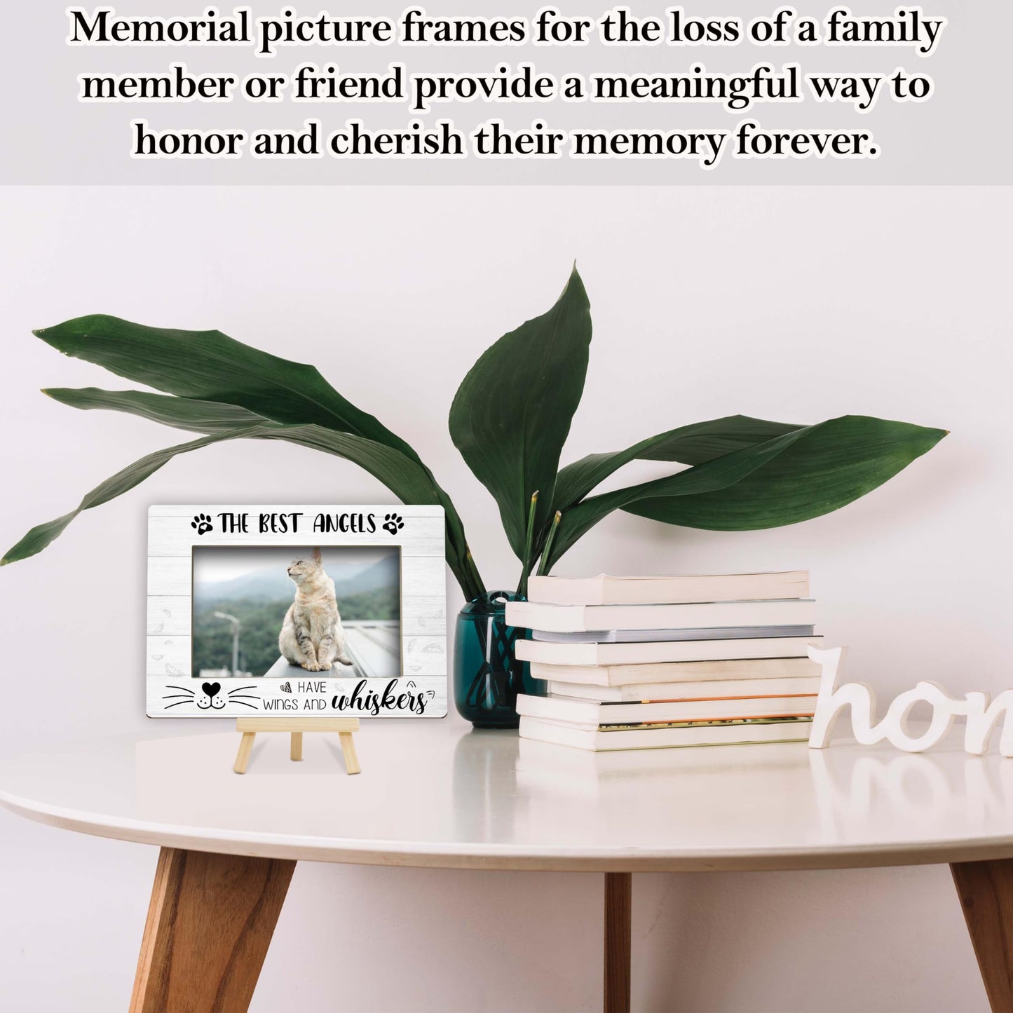 Memorial Gifts for Loss of Cat, Pet Memorial Gifts Wooden Photo Frame with Easel, 4x6 Cat Loss Sympathy Frame for Tabletop Display Photo Insert - G01