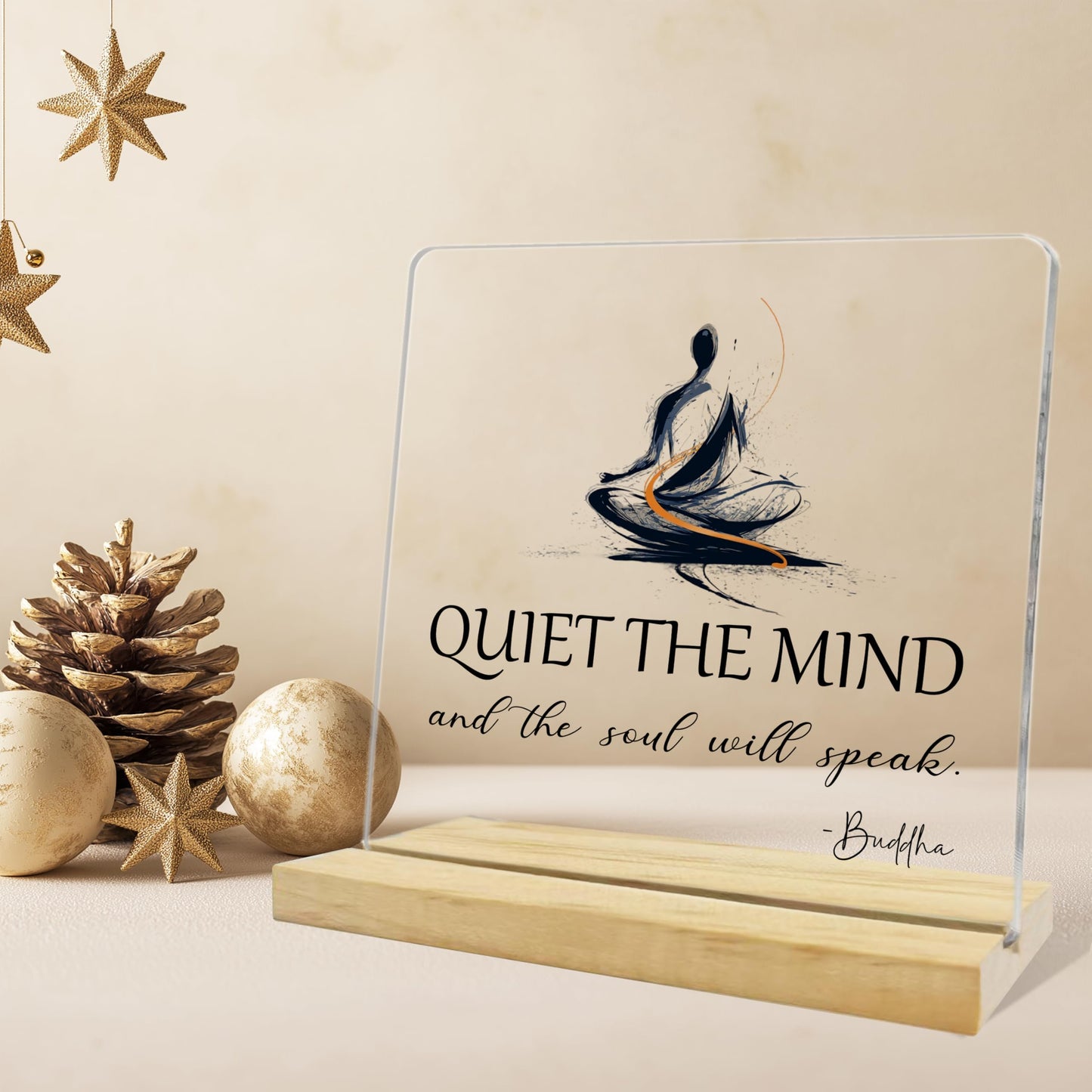 Yoga Meditation Room Decor,Quiet The Mind And The Soul Will Speak,Zen Decor Inspirational Gifts for Home Office Meditation Space