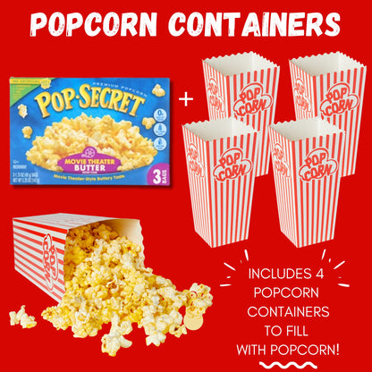 Movie Night Gift Basket – 42-Piece Gift Box with Popcorn, Candy, Snacks & Bingo – Birthdays, Date Night, Family, Kids, Adults, Mom, Dad, Teens, Christmas, Mothers Day, Fathers Day, Raffle & Fundraiser