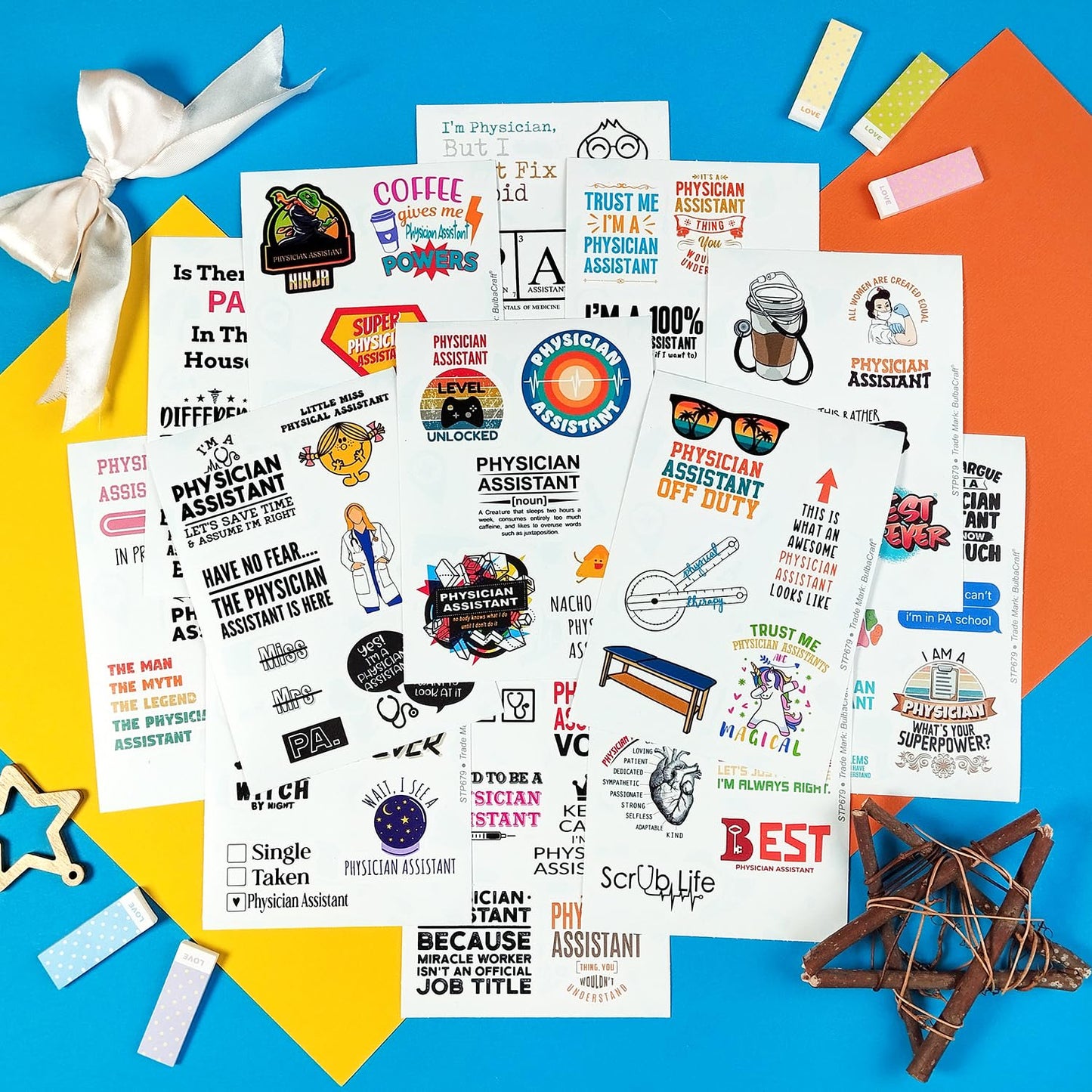 BulbaCraft 100Pcs Physician Assistant Laptop Stickers, PA Stickers, PA Week Gifts, Physician Assistant Student Presents, Gifts for Women & Men