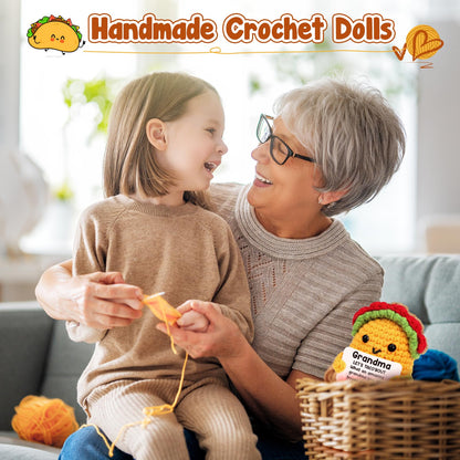 LuoHere Grandma Gifts Mothers Day Birthday Gifts for Grandmother from Grandkids, Gigi Gift for Great Best Grandma Ever Mothers Day Christmas Funny Granny Grandparents Mimi Nana Handmade Crochet Taco