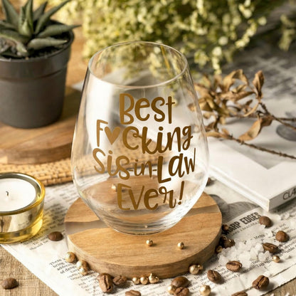 Mothers Day Gifts for Sister in Law, Sister in Law Gifts, Sisters in Law Birthday Gifts, Christmas, Wedding Gift from Brother or Sisters, Funny 13.5oz Wine Glass