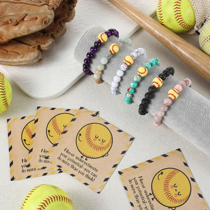 Tondiamo Basketball Softball Positive Team Gifts Bulk Lava Stone Bracelet Inspirational Card Senior Night Sport Graduation Party Favors End of Season Gifts for Player Sport Lover