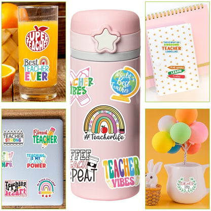 Fancy Land Teacher Stickers Vinyl Waterproof Teacher Appreciation Gifts for Laptop Water Bottle Back to School Supplies 100Pcs