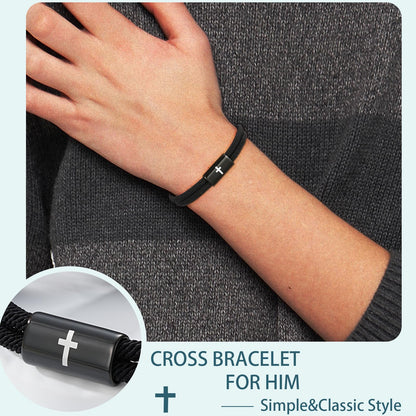 Confirmation First Communion Baptism Gifts for Boys, Cross Bracelet for Son GrandSon Nephew Brother Christian Religious Jewelry Gifts