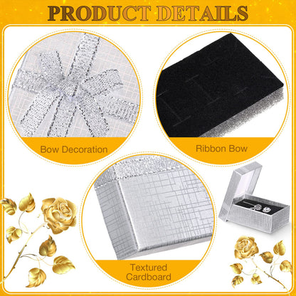 Kenning 36 Pcs Jewelry Gift Boxes Set Small Gift Boxes Bulk with Lids, 2 x 3.1 x 1.1 Inches, Mother 's Day Ribbon Bowknot for Rings Earrings Bracelet Necklace for Wedding Birthday Mother's Day