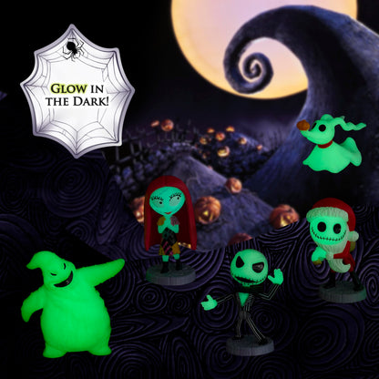 Disney Tim Burton's The Nightmare Before Christmas Collectible Figure Set, 2.5-inch Glow in the Dark Figurines, Toy for Collectors, Fans, Kids Ages 3+