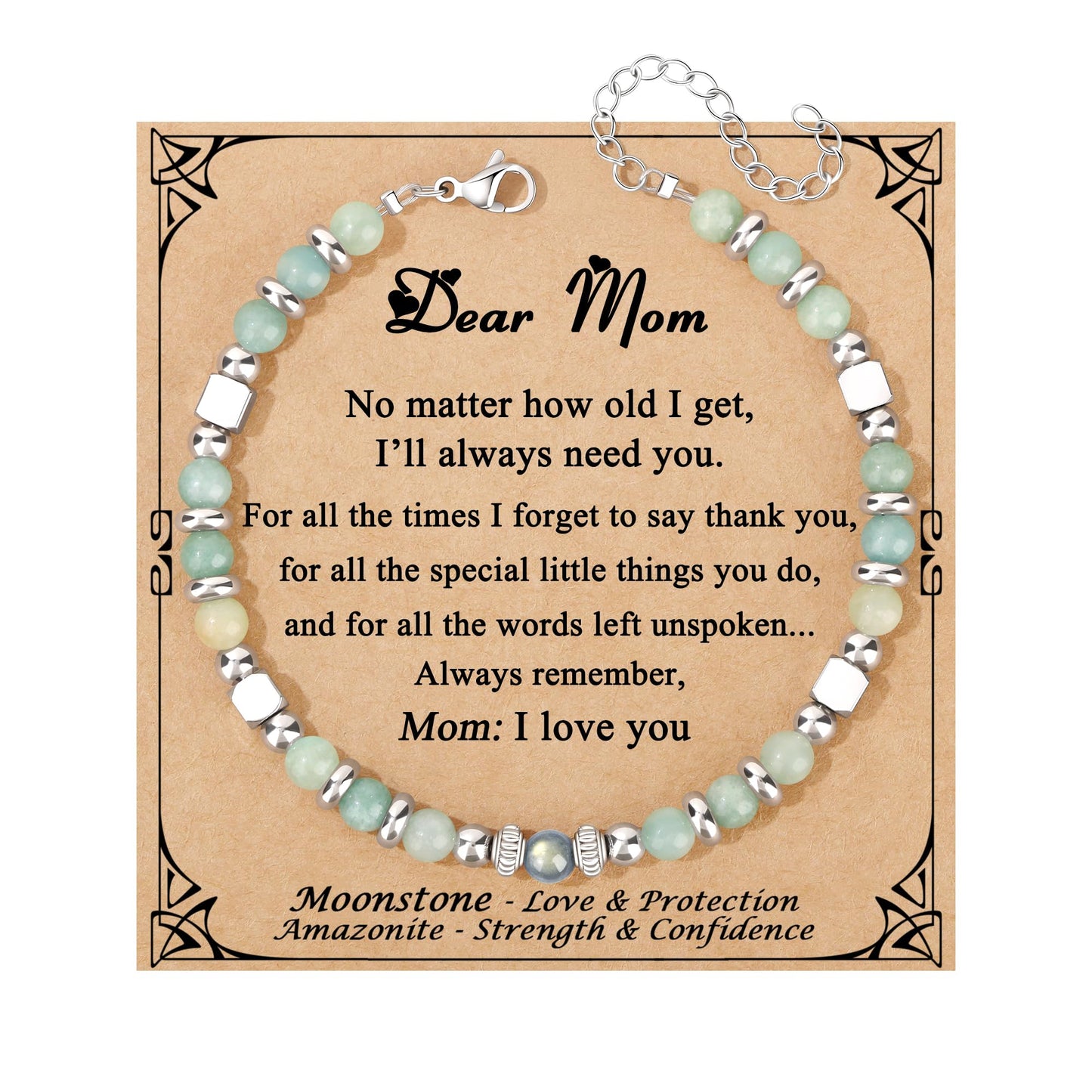 JoycuFF 𝗚𝗶𝗳𝘁𝘀 𝗳𝗼𝗿 𝗪𝗼𝗺𝗲𝗻 𝗠𝗼𝗼𝗻𝘀𝘁𝗼𝗻𝗲 𝗕𝗿𝗮𝗰𝗲𝗹𝗲𝘁 Amazonite Colorful Imperial Jasper Stainless Steel Beads Bracelets, Graduation Christmas Valentines Mothers Day Birthday Gifts