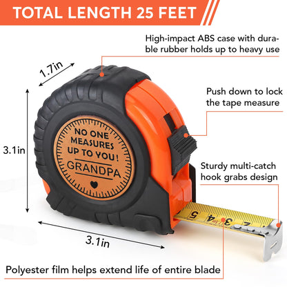 Fathers Day Grandpa Gifts from Grandkids, Birthday Grandpa Grandfather Papa Gifts from Granddaughter Grandson, Granddad Grandparents Day Gift Idea Genuine Leather Engraved 25 FT Tape Measure