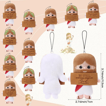 Newwiee 30 Positive Jesus Gift Plush Bulk Christian Gifts for Church Pendant Savior Religious Keychain with Inspirational Card for Sunday School Bible Study Group Baptism Party Favors Women Men