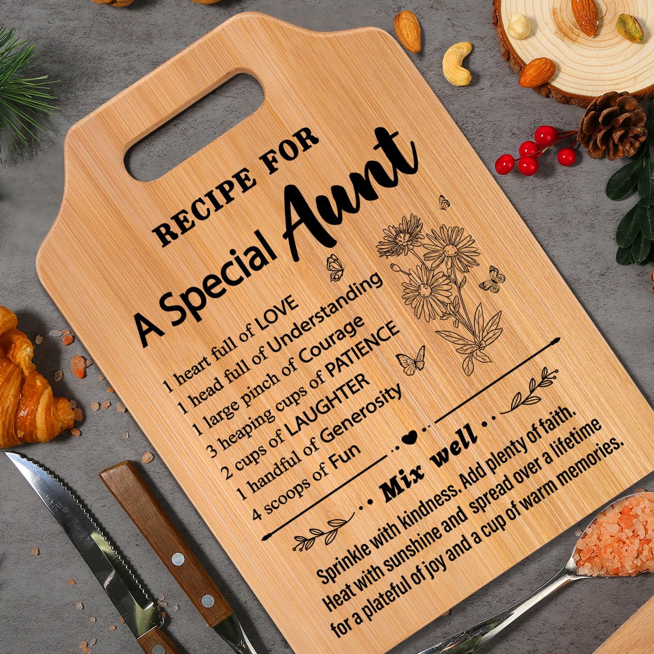 Gifts for Aunt, Birthday Gift for Aunt, Recipe Cutting Board for Aunts, Best Gifts for Aunts from Niece Nephew, Auntie Gift Ideas