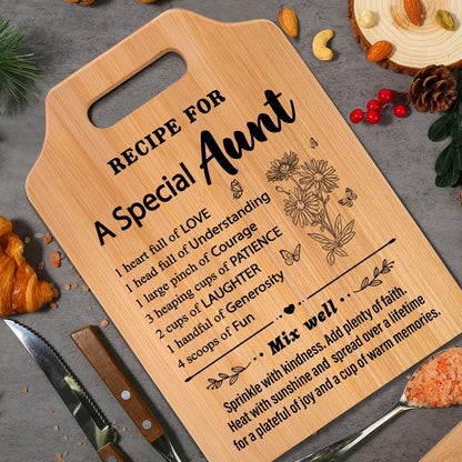 Gifts for Aunt, Birthday Gift for Aunt, Recipe Cutting Board for Aunts, Best Gifts for Aunts from Niece Nephew, Auntie Gift Ideas