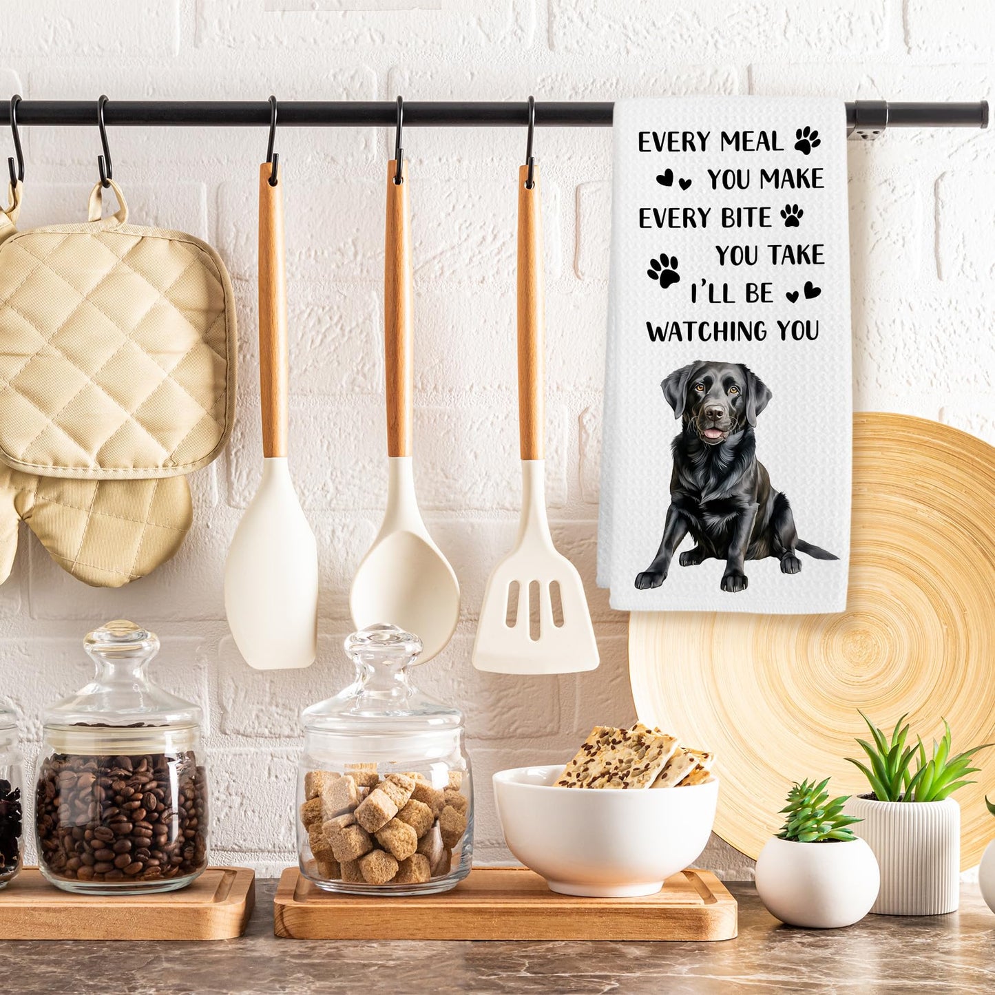 Black Lab Gifts Dog Kitchen Towels, Labrador Retriever Gifts Hand Towel, Funny Every Meal You Make Decorative Tea Dish Towels for Kitchens, Black Labrador Retriever Dog Kitchen Decor, 16x24in