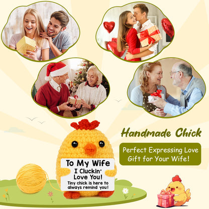 Mothers Day Wife Present from Husband, Wife Birthday Gifts Idea, Wife's Anniversary I Love You Gifts from Husband, Mother's Day Romantic Couples Present, Funny Handmade Crochet Chicken Wife's Gift