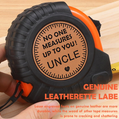 Fathers Day Uncle Gifts from Niece Nephew, Uncle Birthday Gifts, Best Uncle Ever Gifts, Promoted to Favorite New Uncle Announcement Gifts, Genuine Leather Engraved 25 FT Tape Measure Useful Tools