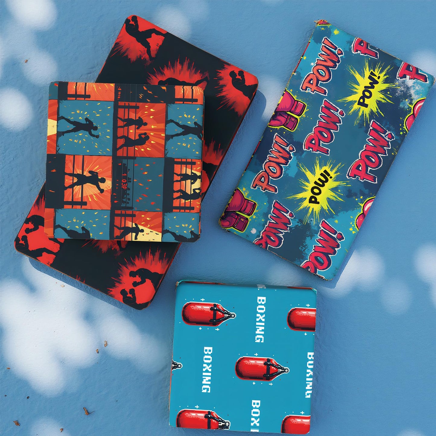 Pineraap Boxing Wrapping Paper 12 Sheets Punching Bag Designs Gift Wrap Gaming Gift Wrapping Paper for Boxing Fans, Boxers, Fighters, Coaches, 20"×28"