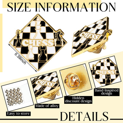 Landical 24 Pack Chess Pins Bulk Classic Black & White Design with Butterfly Clasp Gift Box Chess Gifts for Players & Lovers Ideal for Championship Tournaments Achievements & Prizes