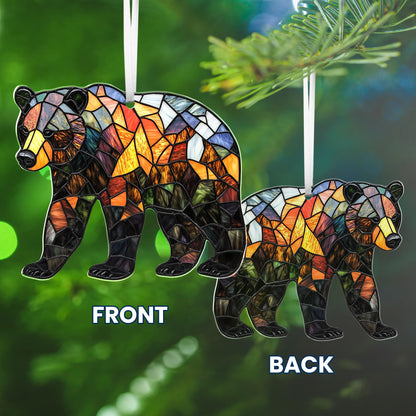 FLAGWIX Christmas Bear Gifts for Women - 2D Flat (Not 3D) Acrylic Christmas Ornaments 2025 Tree - Brown Bear Ornaments, Animal Lover Birthday Gifts for Women Men Mom Dad Friend, Animal Lovers Gift