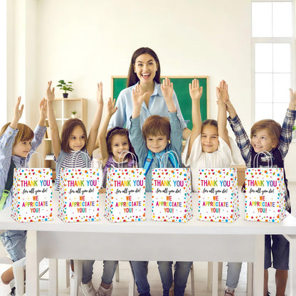 Oitnlaughter 12 Pcs We Appreciate You Paper Gift Bags Thank You for All You Do Goodie Bag Be Thankful to Teacher Doctor Staff Treat Bag Decoration for Thank You Party Favors Supplies 8 x 6 x 3inch