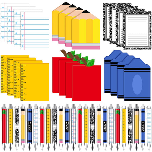 Eaasty 48 Pcs End of Year Teacher Gifts Bulk Cute Composition Notepads and Ballpoint Pens with Ribbon Inspirational Back to School Thank You Gifts for Teacher, Student, Staff, Coworker