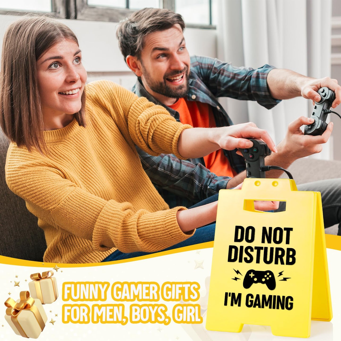 Afterprints Funny Gamer Gifts for Men Teenage Boys, Do Not Disturb I'm Gaming Sign, Cool Gifts for Gamer Guys, Kids, Boyfriend, Son, Grandson, Christmas Gag Gifts, Gaming Room Decor Warning Sign