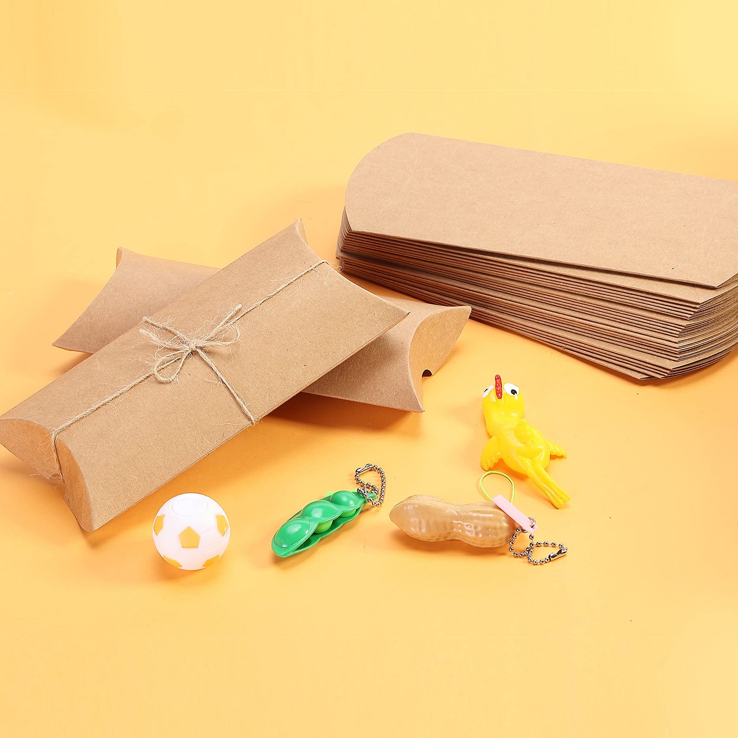 Mr. Pen Kraft Pillow Boxes, 6.3x3.4x1.3 in, 25 Pack with Jute Twines, Kraft Gift Boxes, Paper Boxes for Gifts
