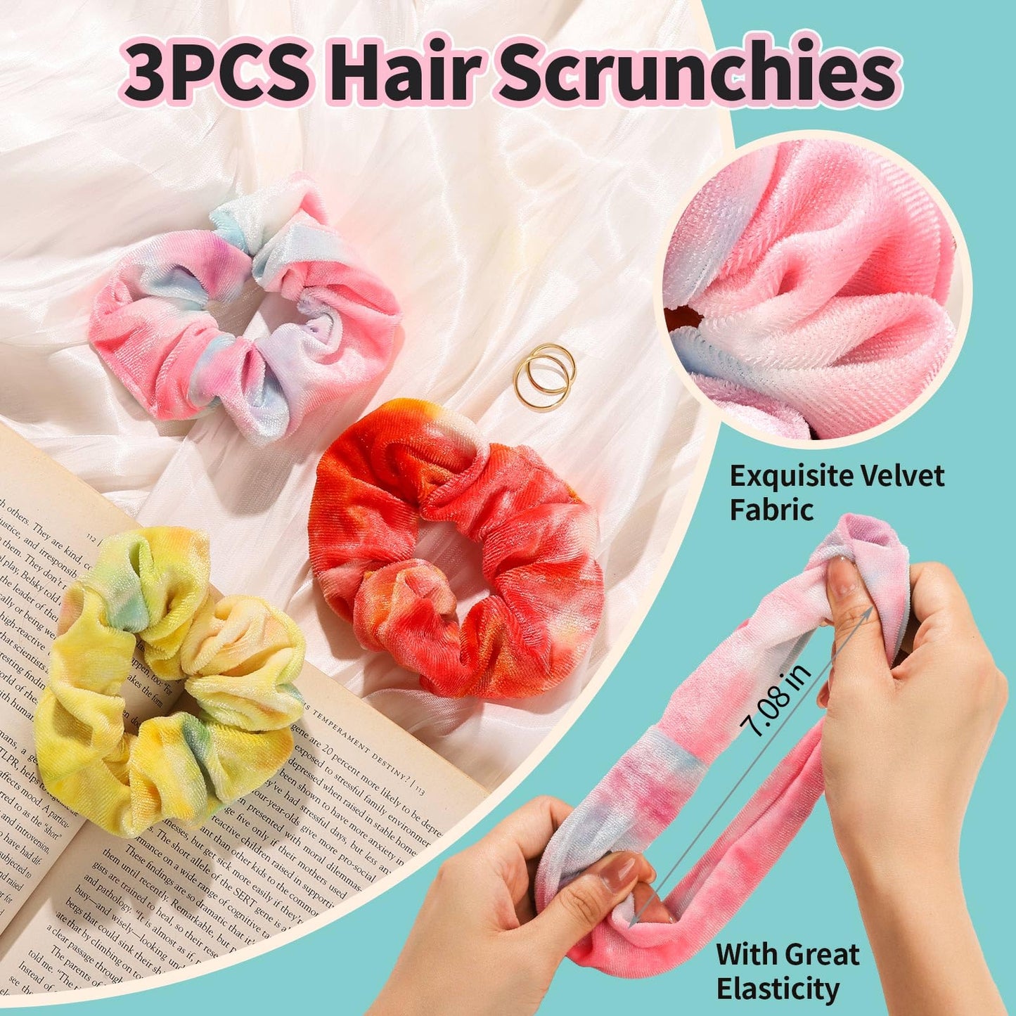 LEOBRO Spa Headband, 3pcs Makeup Headbands and 3pcs Hair Scrunchies, Bow Skin Care Headband for Washing Face, Hair Bands, Birthday Gifts, for Women, Teen Girls