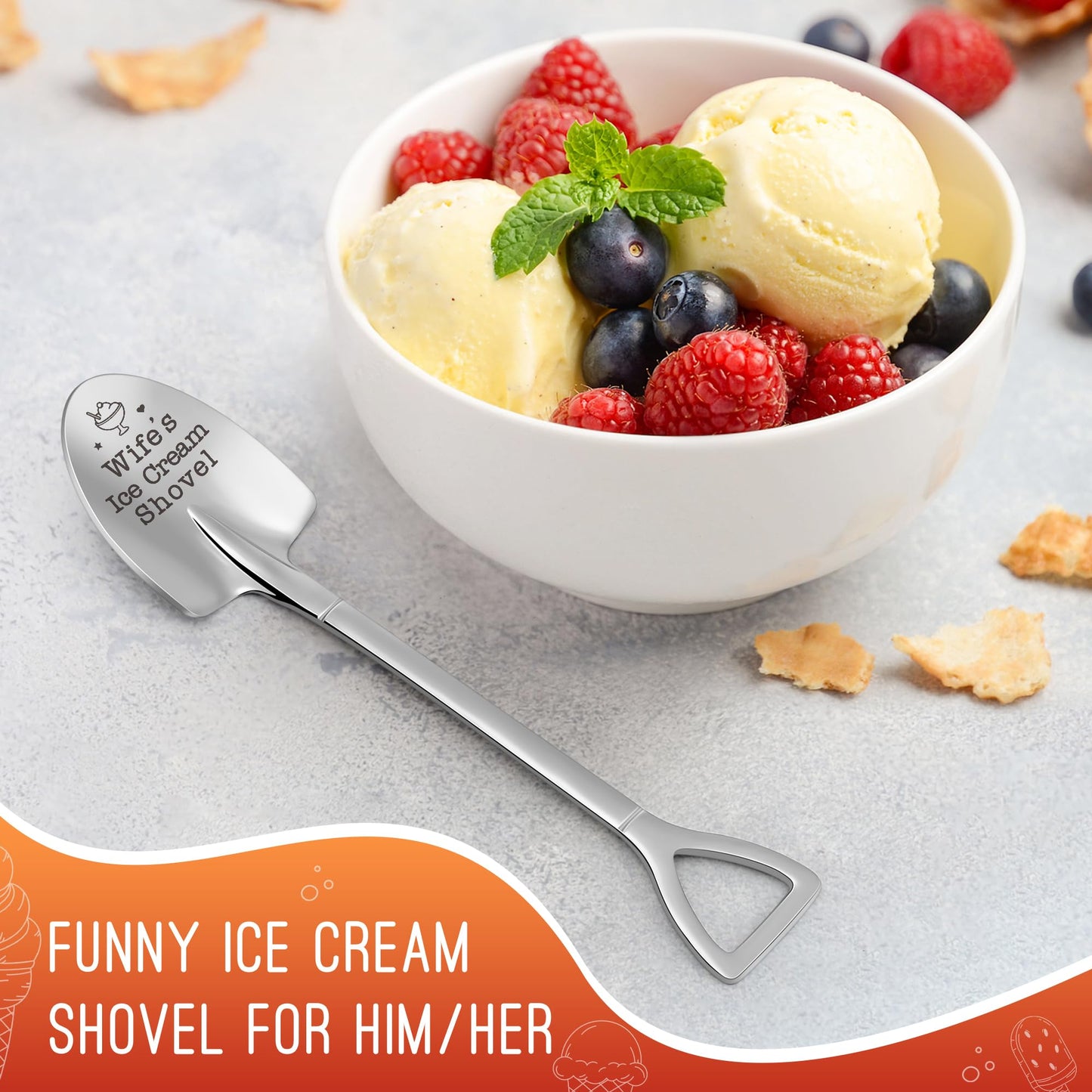 Mothers Day for Wife from Husband, To My Wife Mother's Day Anniversary Wedding Birthday Gifts for Women Wifey I Love You Valentines Easter Romantic Gift for Her, Funny Wife's Ice Cream Shovel Spoon