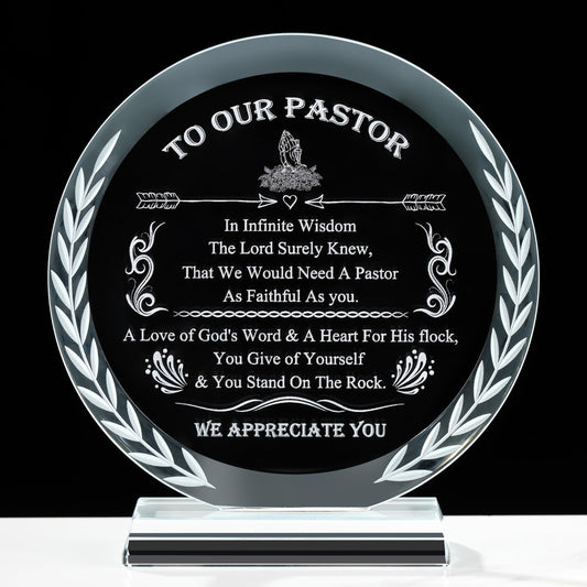 Pastor Appreciation Gifts For Men Women - Best Pastor Gift Crystal Plaque with Led Base For Pastors Home Office Decor Thank You Presents On Birthday Pastor'S Day Fathers Day Christmas