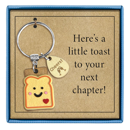 Next Chapter Gift for Women New Beginnings, Little Toast Keyring for Celebrations, Gifts for Teenage, New Job