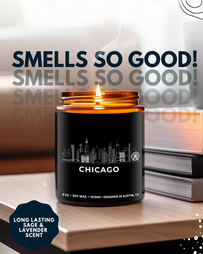Chicago Candle, Chicago Souvenirs Gifts for Women & Men, Unique City Themed Candles for New Home, Best Sentimental Souvenir Gifts Ideas Moving Away, Home Sick, Birthday, Christmas, Gift-Ready