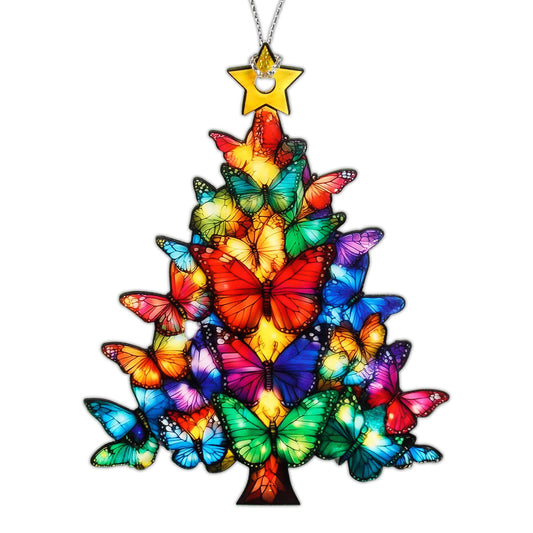 Butterfly Tree Christmas Ornaments 2026, Colorful Acrylic Suncatcher Effect Ornament, Holiday Decor Accent, Butterfly Gifts for Women, Gifts for Butter Fly Lovers, Butterflies Decor Gift Ideas