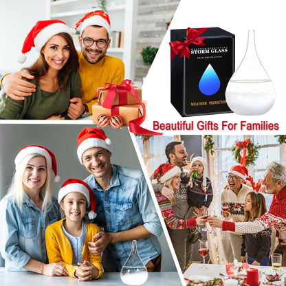 Unique Christmas Gifts, Storm Glass Weather Predictor，Mini Transparent Drop-Shaped Glass Snow Globe,Cool GIFS and Home/Office Desk Decorations