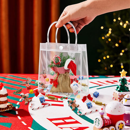 Okxiri 15 PCS Clear PVC Gift Bags with Handles,Small Reusable Plastic Party Favor Bags, Transparent Goodie Bags for Wedding,Baby Shower, Birthday (6.1" x 6.1" x 2.7")