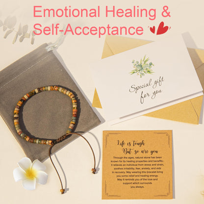 Inspirational Gifts Bracelets for Women: Mothers Day Birthday Gifts for Mom Women Friends Sister - Healing Natural Stone Beads Bracelets Thinking of you Get Well Soon Gift for Women