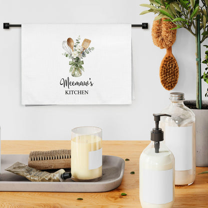 Meemaw Gifts Kitchen Towel 16x24, Grandma Grandmother Hand Towel Decor, Floral Botanical Meemaw's Kitchen Utensils Decor Microfiber Dish Cloths Dishcloths Decorative