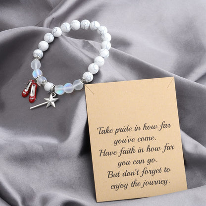 FUSTMW Red Shoe Bracelet Do-roth Gifts Red Slippers Jewelry Movie Fans Inspired Gifts Wand Charm