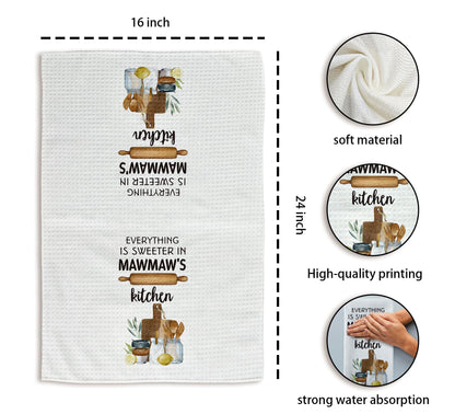 Mawmaw's Kitchen Towels, Mawmaw Gifts Grandma Gifts Hand Towels, MawmawGrandma Christmas Dish Towels Tea Towels for Kitchen, MawmawGrandma Gifts from Grandkids, 16x24inch