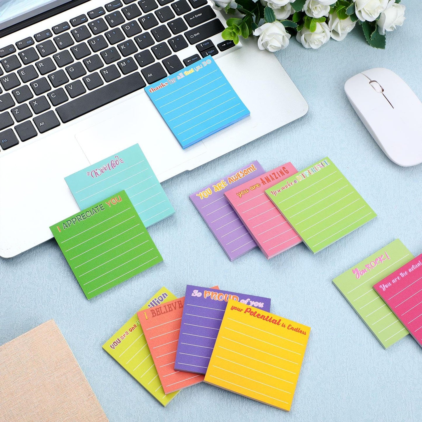 Yinder 24 Pcs Inspirational Sticky Notes Cute Motivational Sticky Notes Pad End of Year Employee Appreciation Gifts Bulk for Teacher Nurse Coworkers Office Supplies 3 x 3'' (Appreciation,Dark Color)