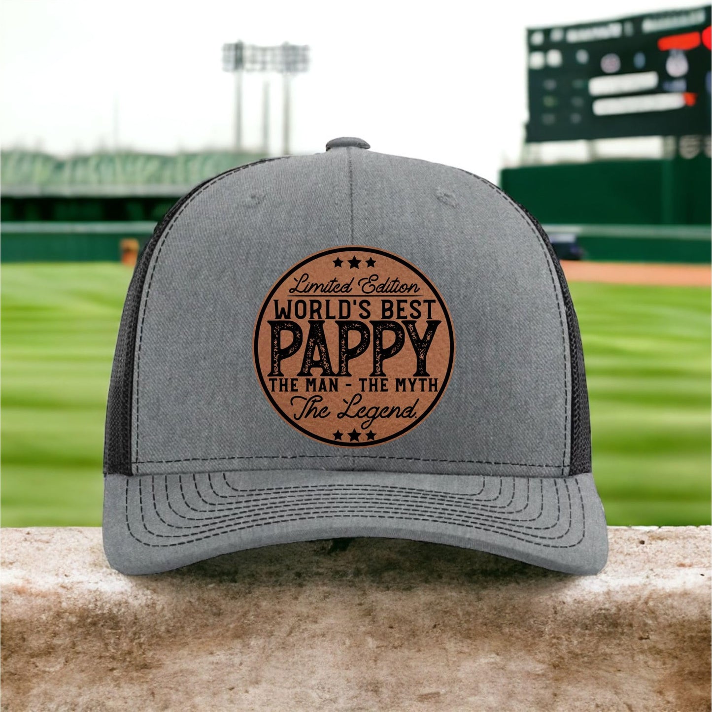 Pappy Gifts - Fathers Day Hats for Grandpa - Worlds Best Pappy - Promoted to Grandpa Fathers Day Christmas Birthday Gift - Man Myth Legend - Golf Hats for Men 2025 - Richardson 112 Trucker Hat