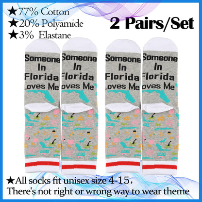 PXTIDY 2 PAIRS Florida Socks Long Distance Relationships Gift Someone In Florida Loves Me Socks Florida Souvenir Gift